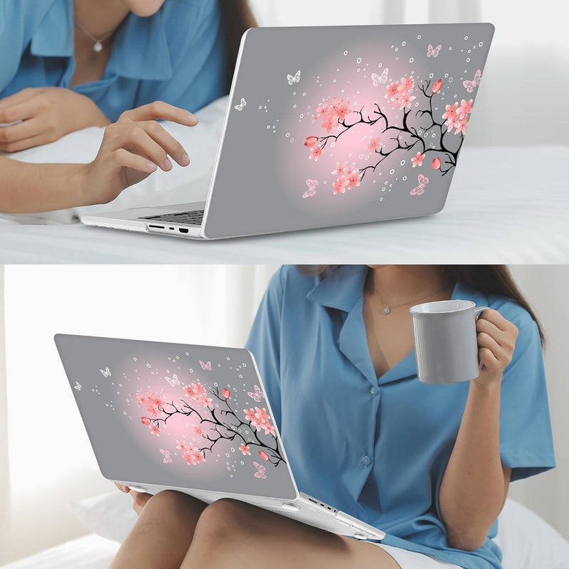 Mektron Case for M5 MacBook Pro 14 inch 2025 A3434 A3112 Fit 2024-2021 M4 A3112 A3401 A3185 M3 A2918 A2992 M2 A2779 M1 A2442 Pro/Max, Hard Shell Cover for MacBook Pro 14", Butterfly Cherry Blossom - Image 5